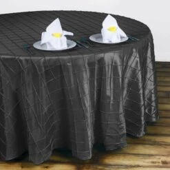 132" Round Pintuck Tablecloth 31 132" Round Pintuck Tablecloth -Home Decor Promotional Store TAB PTK136 BLK 2