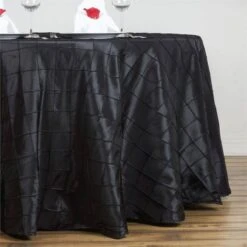132" Round Pintuck Tablecloth 28 132" Round Pintuck Tablecloth -Home Decor Promotional Store TAB PTK136 BLK 02