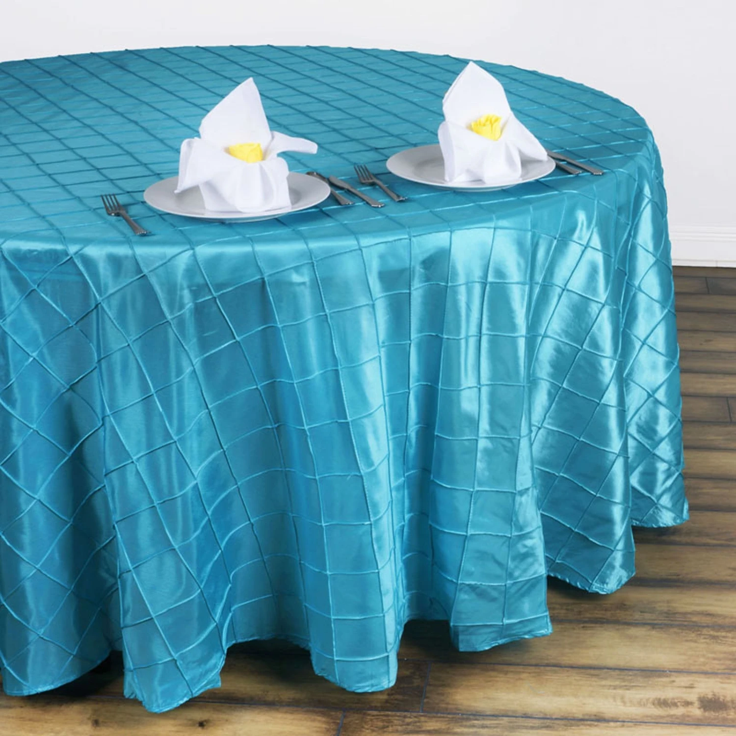 132" Round Pintuck Tablecloth 5 132" Round Pintuck Tablecloth - Image 5