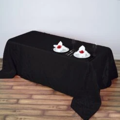 90" X 132" Taffeta Pintuck Rectangular Tablecloth -Home Decor Promotional Store TAB PTK90132 BLK 1