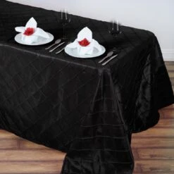 90" X 132" Taffeta Pintuck Rectangular Tablecloth -Home Decor Promotional Store TAB PTK90132 BLK 2