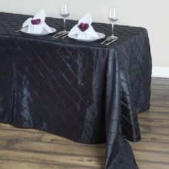 90" X 132" Taffeta Pintuck Rectangular Tablecloth -Home Decor Promotional Store TAB PTK90132 BLK 01