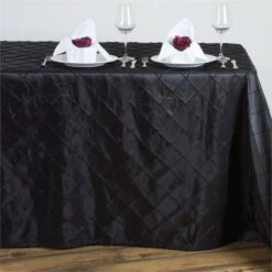 90" X 132" Taffeta Pintuck Rectangular Tablecloth -Home Decor Promotional Store TAB PTK90132 BLK 02