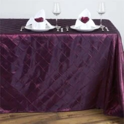 90" X 132" Taffeta Pintuck Rectangular Tablecloth -Home Decor Promotional Store TAB PTK90132 BURG 02