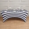 Black/White Striped Spandex Stretch Fitted Rectangular Tablecloth With Foot Pockets - 160GSM Premium Spandex