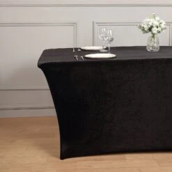 Premium Velvet Spandex Rectangular Tablecloth With Foot Pockets 18 Premium Velvet Spandex Rectangular Tablecloth With Foot Pockets -Home Decor Promotional Store TAB REC SPX6FT VEL BLK D01