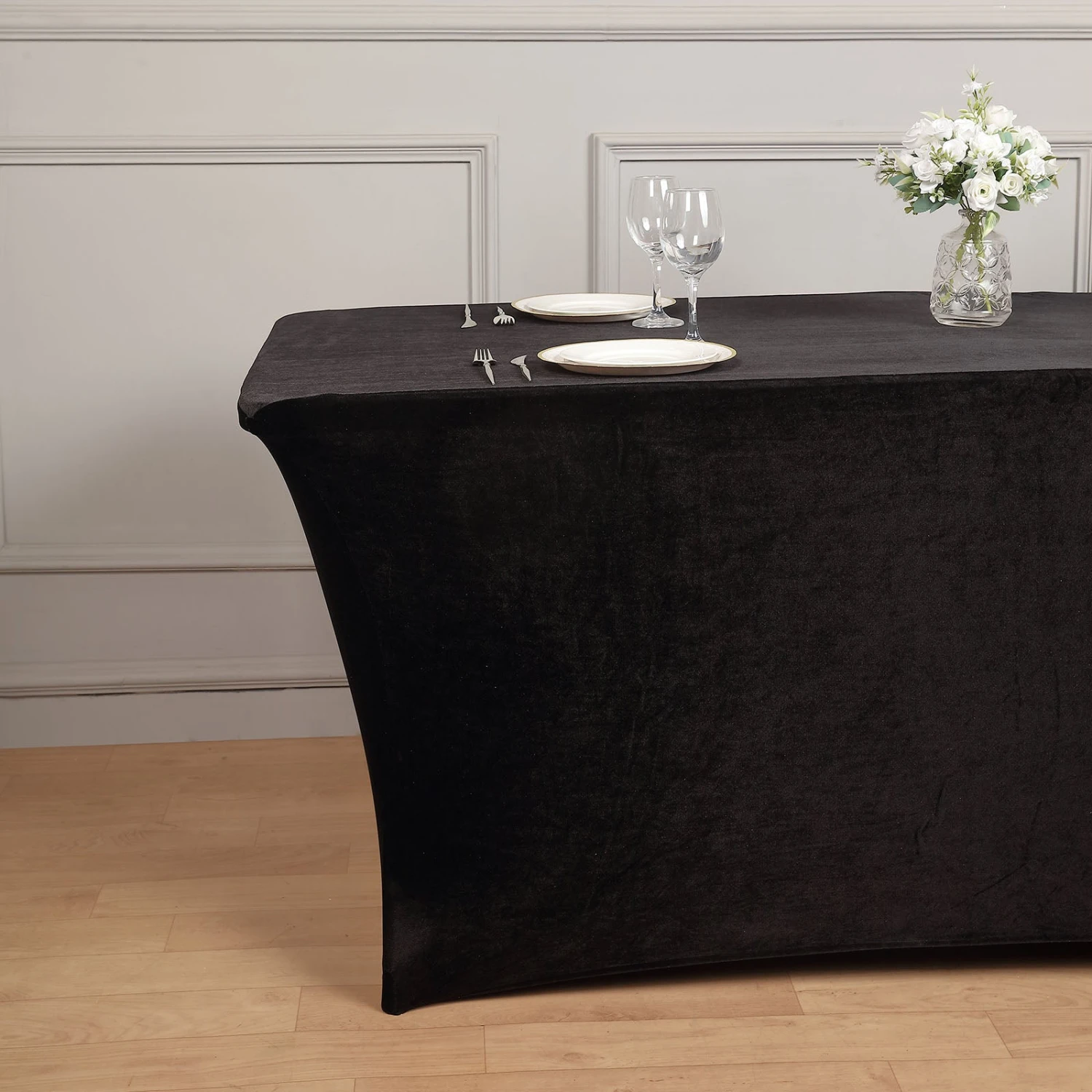 Premium Velvet Spandex Rectangular Tablecloth With Foot Pockets 3 Premium Velvet Spandex Rectangular Tablecloth With Foot Pockets - Image 3