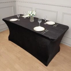 Premium Velvet Spandex Rectangular Tablecloth With Foot Pockets 21 Premium Velvet Spandex Rectangular Tablecloth With Foot Pockets -Home Decor Promotional Store TAB REC SPX6FT VEL BLK D02