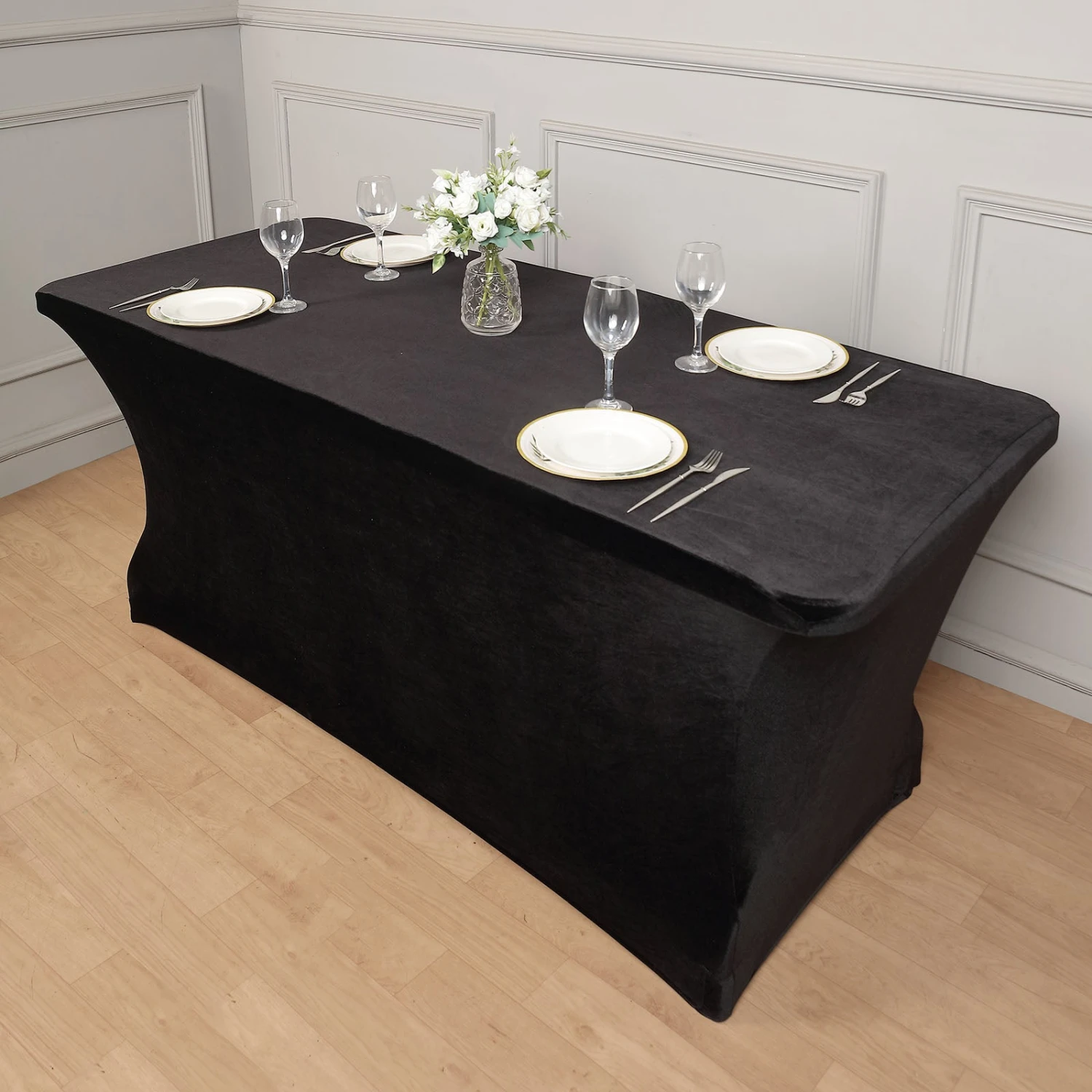 Premium Velvet Spandex Rectangular Tablecloth With Foot Pockets 6 Premium Velvet Spandex Rectangular Tablecloth With Foot Pockets - Image 6
