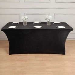 Premium Velvet Spandex Rectangular Tablecloth With Foot Pockets 22 Premium Velvet Spandex Rectangular Tablecloth With Foot Pockets -Home Decor Promotional Store TAB REC SPX6FT VEL BLK D03