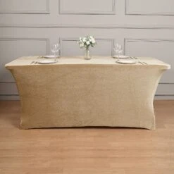 Premium Velvet Spandex Rectangular Tablecloth With Foot Pockets