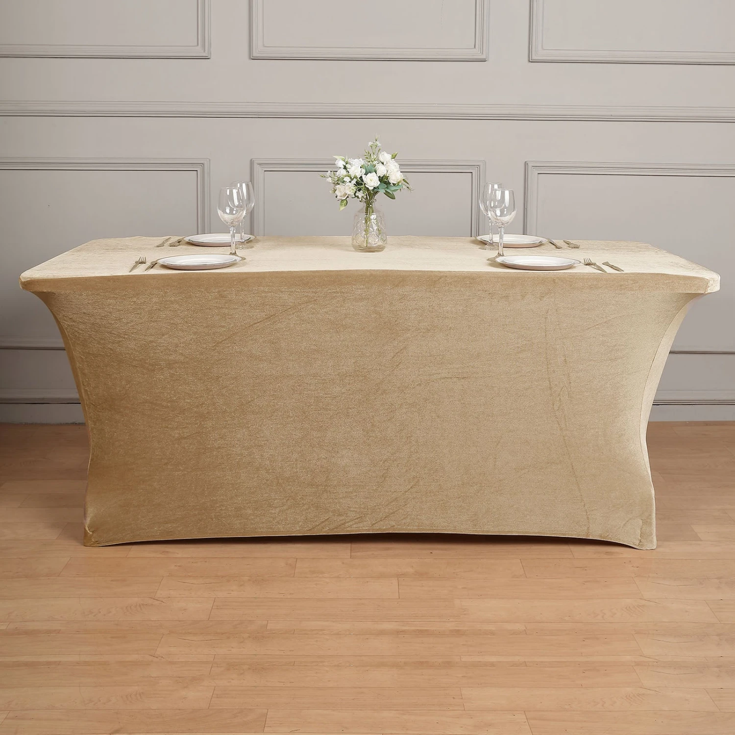 Premium Velvet Spandex Rectangular Tablecloth With Foot Pockets 1 Premium Velvet Spandex Rectangular Tablecloth With Foot Pockets