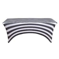 Black/White Striped Spandex Stretch Fitted Rectangular Tablecloth With Foot Pockets - 160GSM Premium Spandex -Home Decor Promotional Store TAB REC SPX8FT 15 BLK 99 990f2dfe 4a4e 4f93 9feb 0782ad04912a
