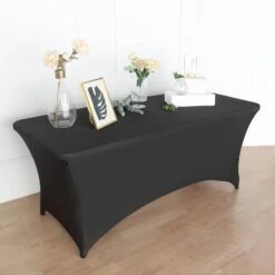 8ft Open Back Spandex Rectangular Tablecloth With Foot Pockets, Stretch Fitted Table Cover -Home Decor Promotional Store TAB REC SPX8FT OPN BLK D02