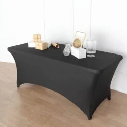 8ft Open Back Spandex Rectangular Tablecloth With Foot Pockets, Stretch Fitted Table Cover -Home Decor Promotional Store TAB REC SPX8FT OPN BLK D09.progressive 6a61dca4 8fef 4997 9b76 c069fabfd300