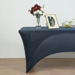 8ft Open Back Spandex Rectangular Tablecloth With Foot Pockets, Stretch Fitted Table Cover -Home Decor Promotional Store TAB REC SPX8FT OPN NAVY D01