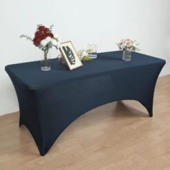 8ft Open Back Spandex Rectangular Tablecloth With Foot Pockets, Stretch Fitted Table Cover -Home Decor Promotional Store TAB REC SPX8FT OPN NAVY D02