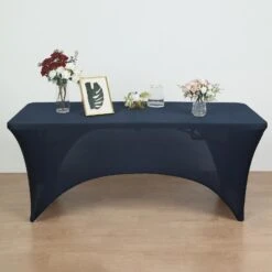 8ft Open Back Spandex Rectangular Tablecloth With Foot Pockets, Stretch Fitted Table Cover -Home Decor Promotional Store TAB REC SPX8FT OPN NAVY D03