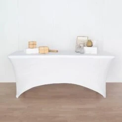 8ft Open Back Spandex Rectangular Tablecloth With Foot Pockets, Stretch Fitted Table Cover -Home Decor Promotional Store TAB REC SPX8FT OPN WHT D01.progressive 300af055 8a3c 4a24 8afa 69919569e160