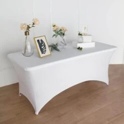 8ft Open Back Spandex Rectangular Tablecloth With Foot Pockets, Stretch Fitted Table Cover -Home Decor Promotional Store TAB REC SPX8FT OPN WHT D04 760x760 f1e8cdb9 3d41 416d b4f0 879768b10e48
