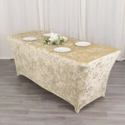 6ft Crushed Velvet Stretch Fitted Rectangular Table Cover -Home Decor Promotional Store TAB REC VEL6FT 081 D03