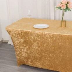 6ft Crushed Velvet Stretch Fitted Rectangular Table Cover -Home Decor Promotional Store TAB REC VEL6FT CHMP D05