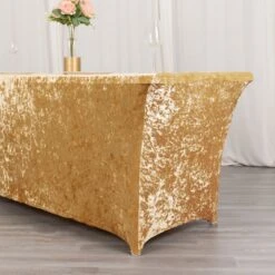 6ft Crushed Velvet Stretch Fitted Rectangular Table Cover -Home Decor Promotional Store TAB REC VEL6FT CHMP D06