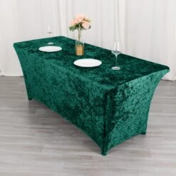 6ft Crushed Velvet Stretch Fitted Rectangular Table Cover -Home Decor Promotional Store TAB REC VEL6FT HUNT 02