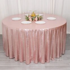 Shimmer Sequin Dots Polyester Tablecloth, Wrinkle Free Sparkle Glitter Tablecover 120"