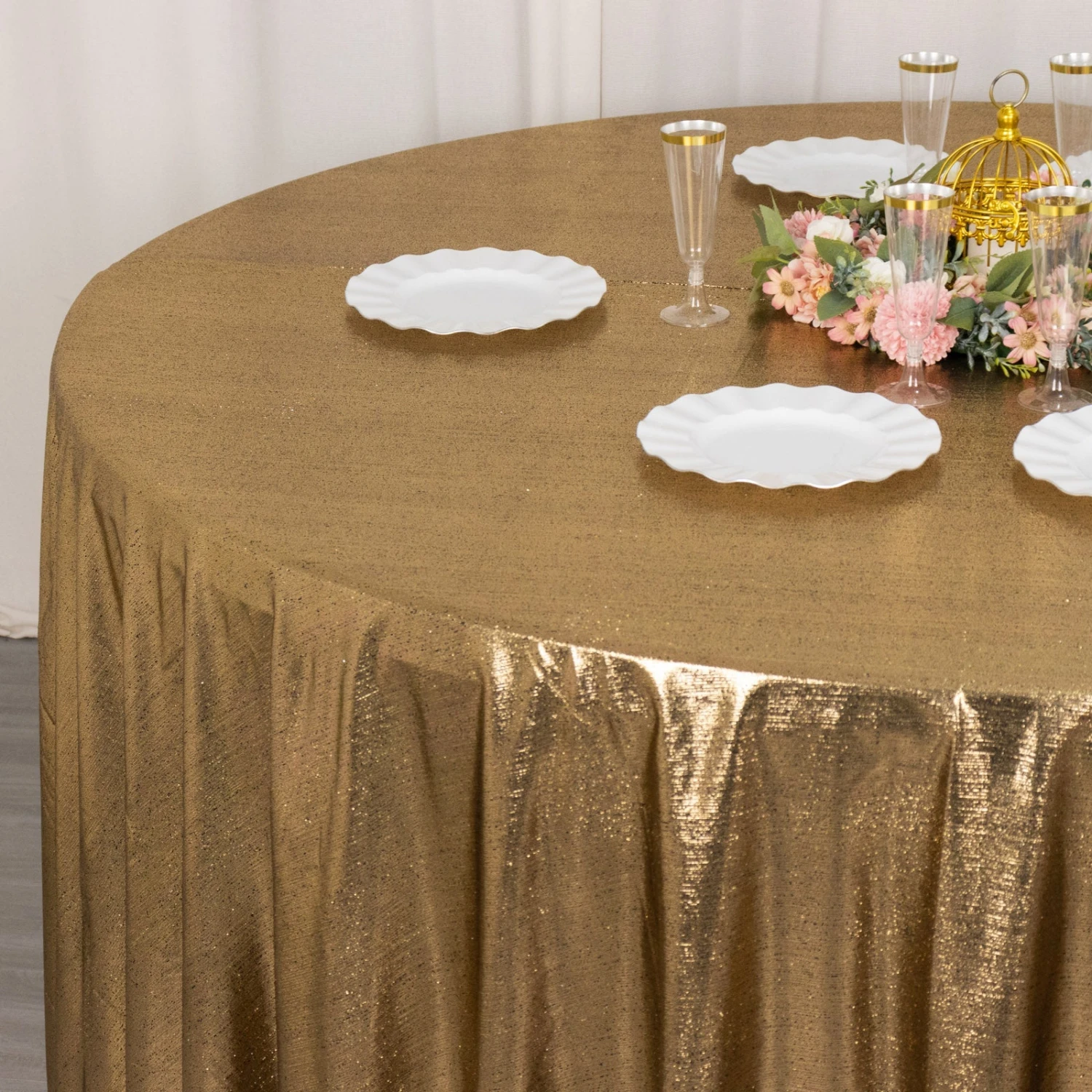 Shimmer Sequin Dots Polyester Tablecloth, Wrinkle Free Sparkle Glitter Tablecover 120" 2 Shimmer Sequin Dots Polyester Tablecloth, Wrinkle Free Sparkle Glitter Tablecover 120" - Image 2