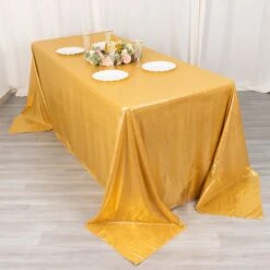 90"x132" Shimmer Sequin Dots Polyester Tablecloth, Wrinkle Free Sparkle Glitter Tablecover -Home Decor Promotional Store TAB SHIM 90132 GOLD D03