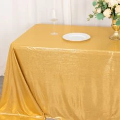 90"x132" Shimmer Sequin Dots Polyester Tablecloth, Wrinkle Free Sparkle Glitter Tablecover -Home Decor Promotional Store TAB SHIM 90132 GOLD D05