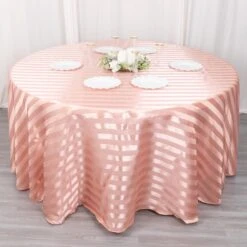 120" Satin Stripe Seamless Round Tablecloth -Home Decor Promotional Store TAB STN02 120 080 02