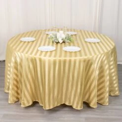 120" Satin Stripe Seamless Round Tablecloth -Home Decor Promotional Store TAB STN02 120 CHMP 02