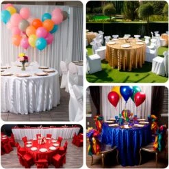 120" Satin Stripe Seamless Round Tablecloth -Home Decor Promotional Store TAB STN02 120 EBC2