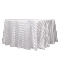 120" Satin Stripe Seamless Round Tablecloth -Home Decor Promotional Store TAB STN02 120 WHT 99