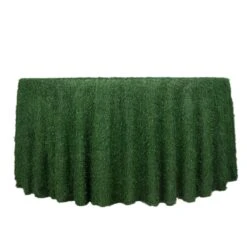 120" Fringe Shag Polyester Round Tablecloth -Home Decor Promotional Store TAB STR02 120 GRN 99