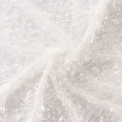 120" Fringe Shag Polyester Round Tablecloth -Home Decor Promotional Store TAB STR02 120 WHT D10