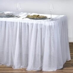 Rectangular White 3 Layer - Skirted Tablecloth - Fitted Tulle Tutu Satin Pleated Table Skirt 10 Rectangular White 3 Layer - Skirted Tablecloth - Fitted Tulle Tutu Satin Pleated Table Skirt -Home Decor Promotional Store TAB T02 FT8 WHT 01.progressive a69f2a02 a713 43f1 b5f2 c6040b10e204