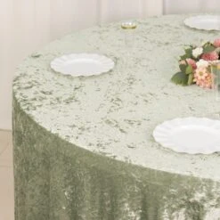 120" Sage Green Seamless Premium Crushed Velvet Round Tablecloth -Home Decor Promotional Store TAB VEL01 120 SAGE D02