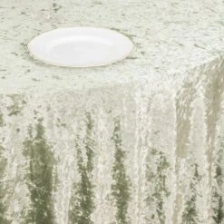 120" Sage Green Seamless Premium Crushed Velvet Round Tablecloth -Home Decor Promotional Store TAB VEL01 120 SAGE D03