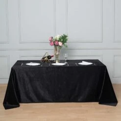 90" X 132" | Premium Velvet Rectangle Tablecloth, Reusable Linen 26 90" X 132" | Premium Velvet Rectangle Tablecloth, Reusable Linen -Home Decor Promotional Store TAB VEL 90132 BLK 01