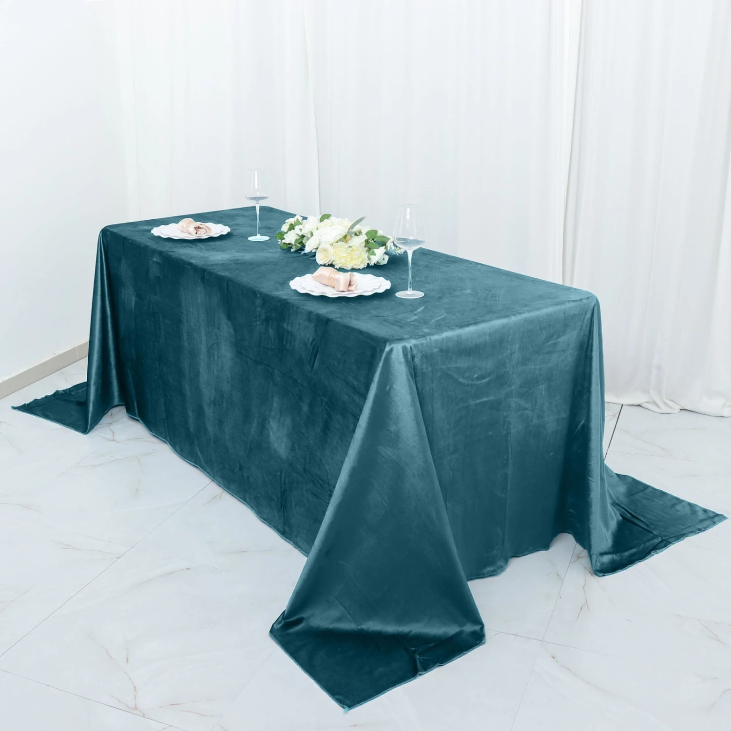 90" X 132" | Premium Velvet Rectangle Tablecloth, Reusable Linen 1 90" X 132" | Premium Velvet Rectangle Tablecloth, Reusable Linen