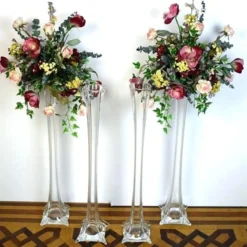 12 Pack | 16" Eiffel Tower Glass Flower Vase