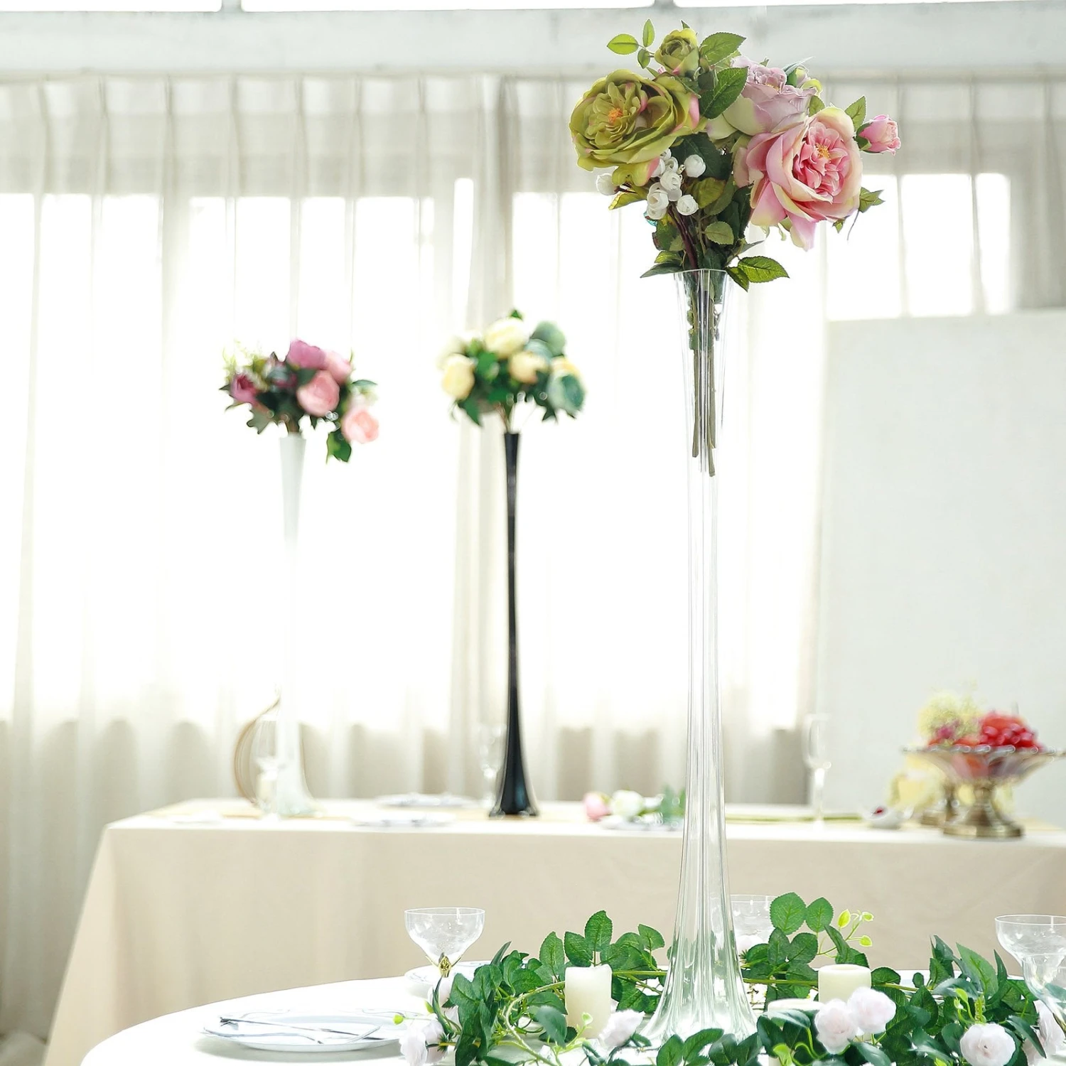 6 Pack | 32" Eiffel Tower Glass Flower Vase 6 6 Pack | 32" Eiffel Tower Glass Flower Vase - Image 6