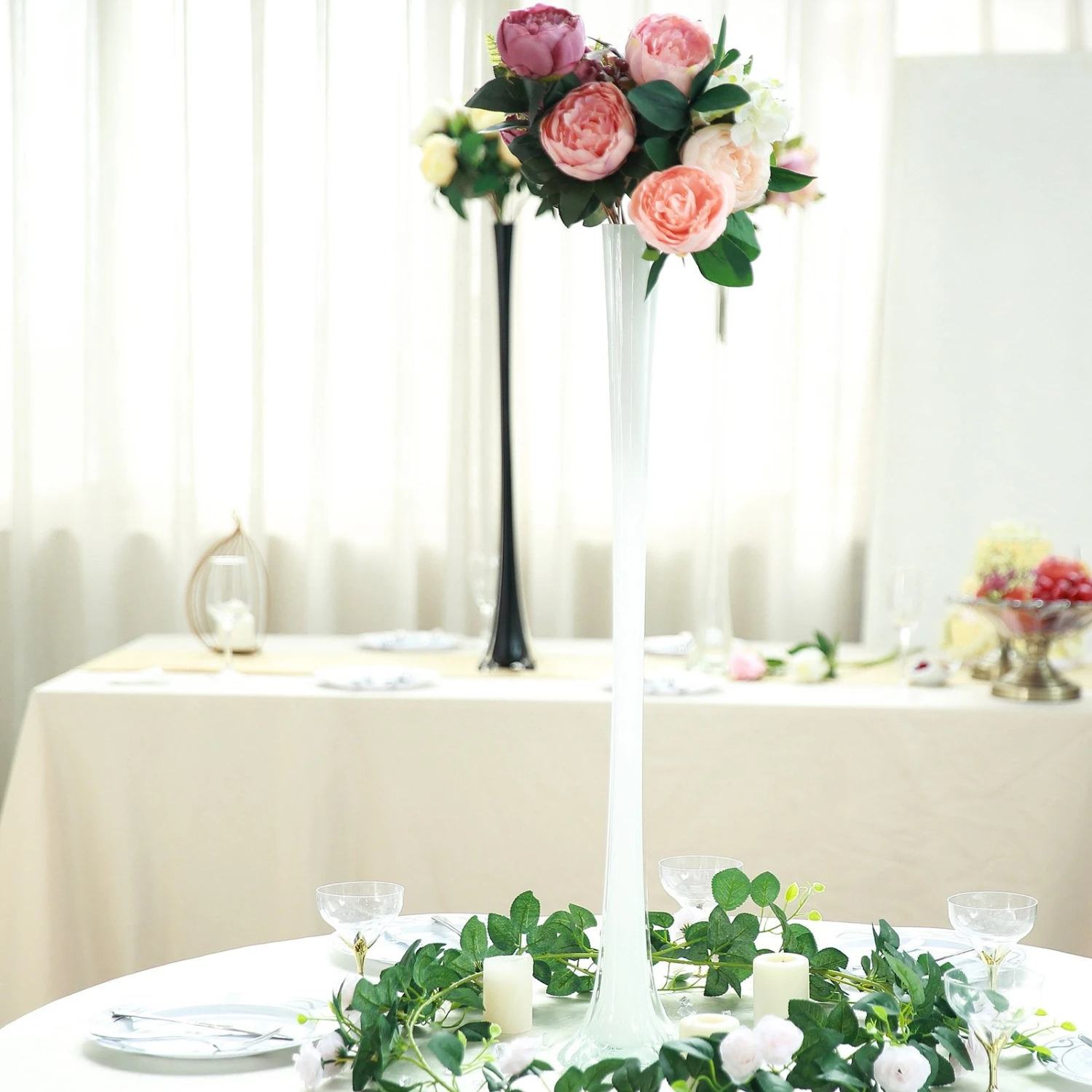 6 Pack | 32" Eiffel Tower Glass Flower Vase 2 6 Pack | 32" Eiffel Tower Glass Flower Vase - Image 2