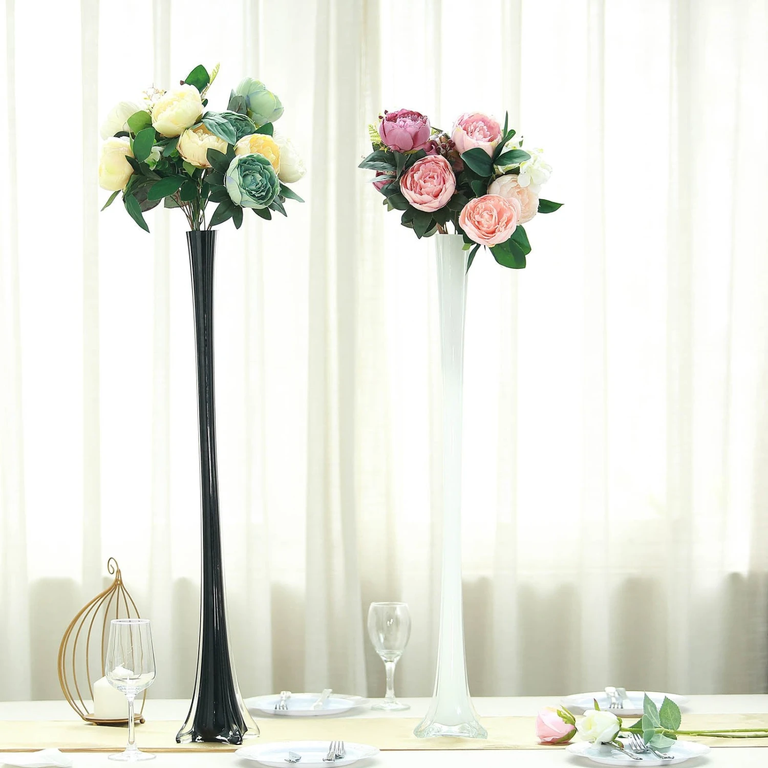 6 Pack | 32" Eiffel Tower Glass Flower Vase 11 6 Pack | 32" Eiffel Tower Glass Flower Vase - Image 11