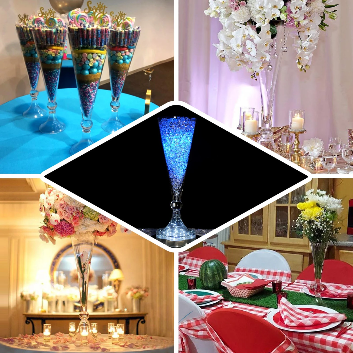 Pack Of 4 - Reversible Crystal Ball Trumpet Glass Vase 3 Pack Of 4 - Reversible Crystal Ball Trumpet Glass Vase - Image 3