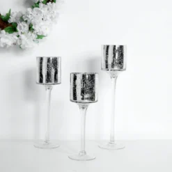 Set Of 3 | Long Stem Speckled Mercury Cylinder Glass Vases, Tealight Candle Holder Set - 12",14",16" 25 Set Of 3 | Long Stem Speckled Mercury Cylinder Glass Vases, Tealight Candle Holder Set - 12",14",16" -Home Decor Promotional Store VASE A24 SILV 01 cfacde3d 5e88 41b1 b2ad cff167a2473a