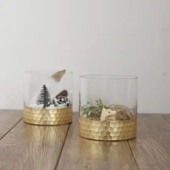 2 Pack - Glass Cylinder Vases With Gold Honeycomb Base - Glass Candle Holder Set -Home Decor Promotional Store VASE A26 6 GOLD D03.progressive d0355e35 5a04 48eb a14d 8a3984ba2ca0